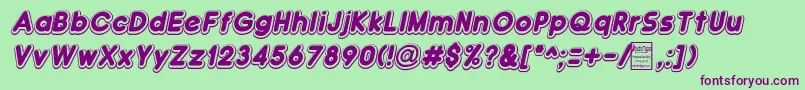 DoubleBubbleShadowItalic-Schriftart – Violette Schriften auf grünem Hintergrund