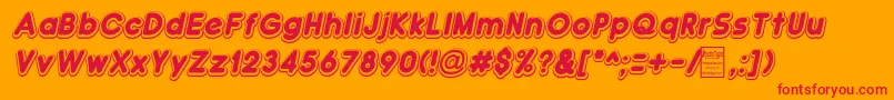 DoubleBubbleShadowItalic Font – Red Fonts on Orange Background