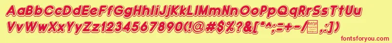 DoubleBubbleShadowItalic Font – Red Fonts on Yellow Background