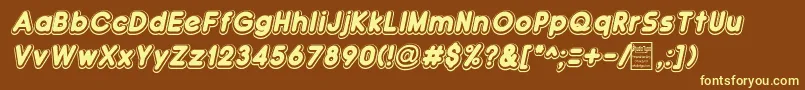 DoubleBubbleShadowItalic Font – Yellow Fonts on Brown Background