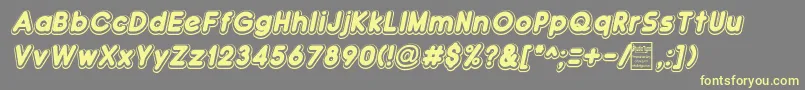 DoubleBubbleShadowItalic-fontti – keltaiset fontit harmaalla taustalla