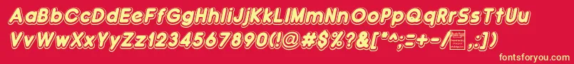 DoubleBubbleShadowItalic Font – Yellow Fonts on Red Background