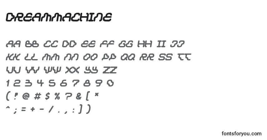 Dreammachine Font – alphabet, numbers, special characters