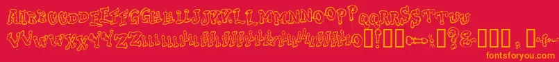 DongCasual Font – Orange Fonts on Red Background