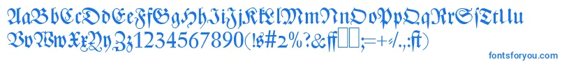 フォントZ690BlackletterRegular – 白い背景に青い文字