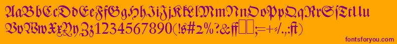 Z690BlackletterRegular-Schriftart – Violette Schriften auf orangefarbenem Hintergrund