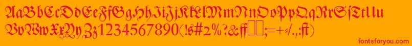 フォントZ690BlackletterRegular – オレンジの背景に赤い文字