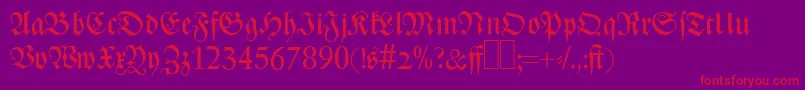 Z690BlackletterRegular Font – Red Fonts on Purple Background