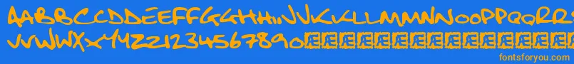 FatboySlimBltcBrk Font – Orange Fonts on Blue Background