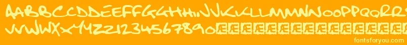 FatboySlimBltcBrk-Schriftart – Gelbe Schriften auf orangefarbenem Hintergrund