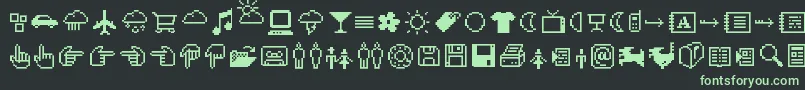 Fonte CdIconspc – fontes verdes em um fundo preto