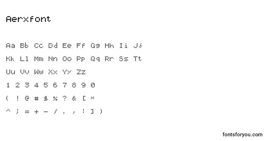 Czcionka Aerxfont – alfabet, cyfry, specjalne znaki