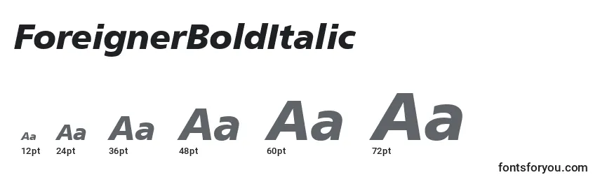 ForeignerBoldItalic font sizes