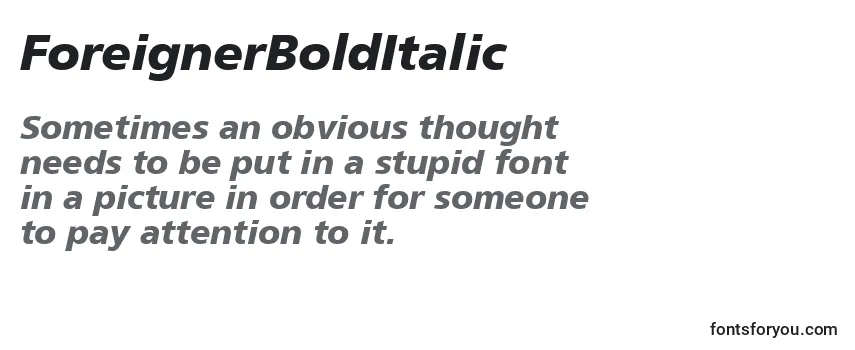 ForeignerBoldItalic Font