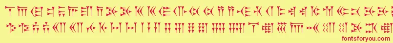 Zarathustra-Schriftart – Rote Schriften auf gelbem Hintergrund