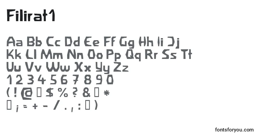 Czcionka Filirat1 – alfabet, cyfry, specjalne znaki