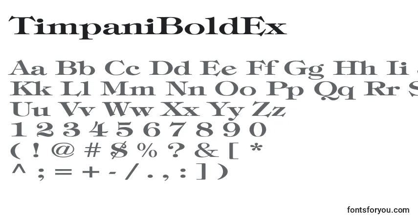Czcionka TimpaniBoldEx – alfabet, cyfry, specjalne znaki
