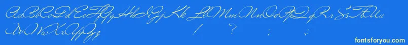 Versitia-Schriftart – Gelbe Schriften auf blauem Hintergrund