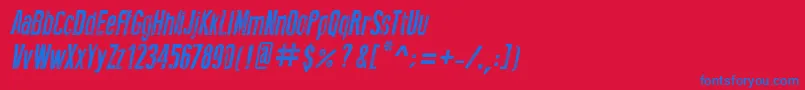 フォントNewPressErodedItalic – 赤い背景に青い文字