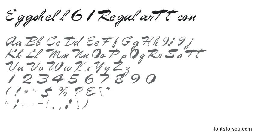 Czcionka Eggshell61RegularTtcon – alfabet, cyfry, specjalne znaki