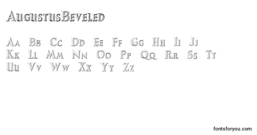 A fonte AugustusBeveled – alfabeto, números, caracteres especiais