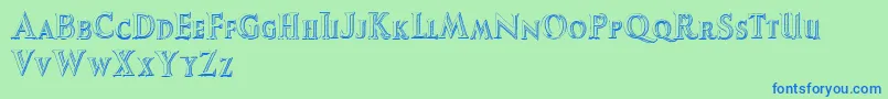 AugustusBeveled Font – Blue Fonts on Green Background