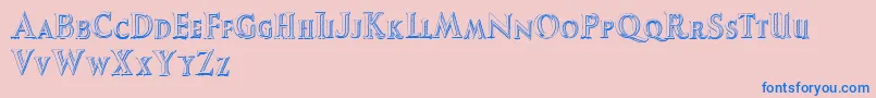 AugustusBeveled Font – Blue Fonts on Pink Background
