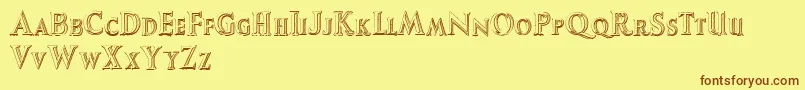 AugustusBeveled Font – Brown Fonts on Yellow Background