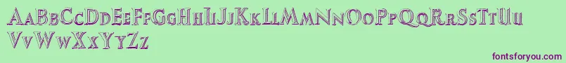AugustusBeveled Font – Purple Fonts on Green Background