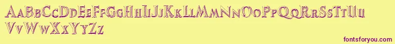 AugustusBeveled Font – Purple Fonts on Yellow Background