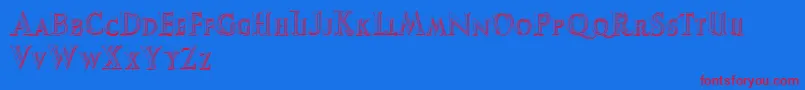AugustusBeveled Font – Red Fonts on Blue Background