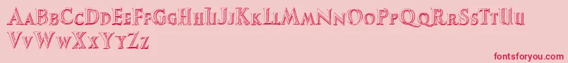 AugustusBeveled Font – Red Fonts on Pink Background