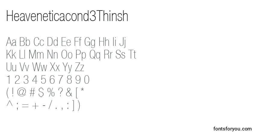 Czcionka Heaveneticacond3Thinsh – alfabet, cyfry, specjalne znaki