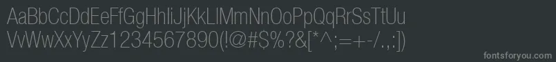 フォントHeaveneticacond3Thinsh – 黒い背景に灰色の文字