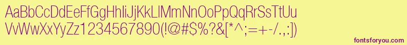 Heaveneticacond3Thinsh Font – Purple Fonts on Yellow Background