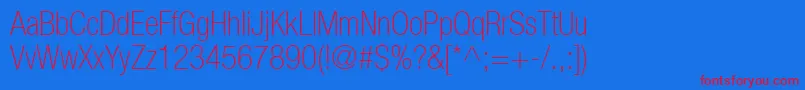 Heaveneticacond3Thinsh-Schriftart – Rote Schriften auf blauem Hintergrund