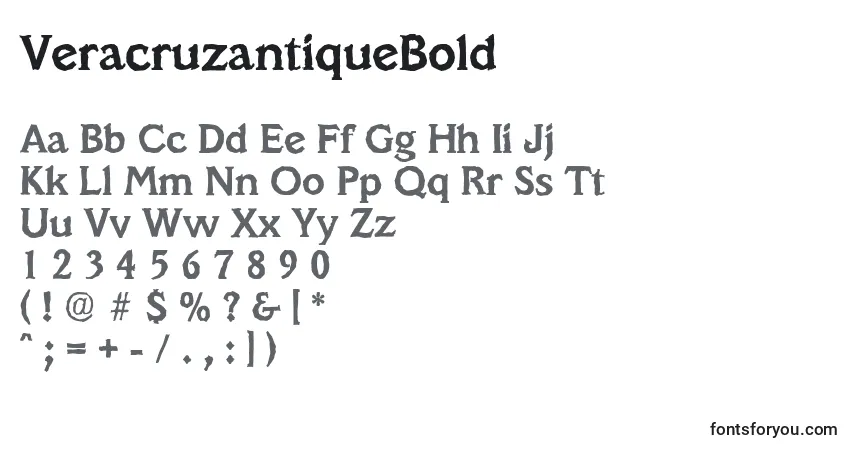 A fonte VeracruzantiqueBold – alfabeto, números, caracteres especiais