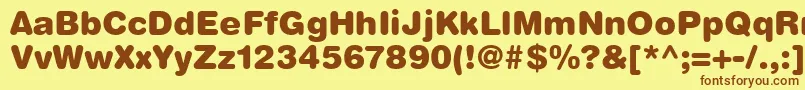 Fonte ContextRoundedBlackSsiBlack – fontes marrons em um fundo amarelo