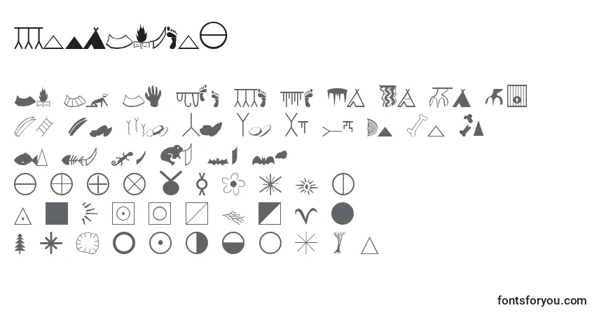 Czcionka EsriCaves1 – alfabet, cyfry, specjalne znaki