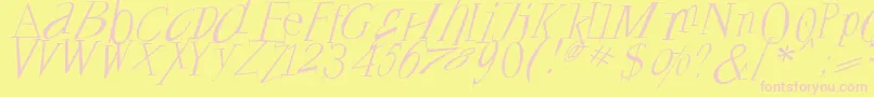 Francofortepunk-fontti – vaaleanpunaiset fontit keltaisella taustalla