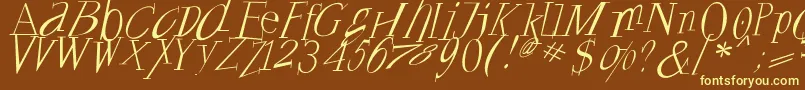 Francofortepunk-fontti – keltaiset fontit ruskealla taustalla