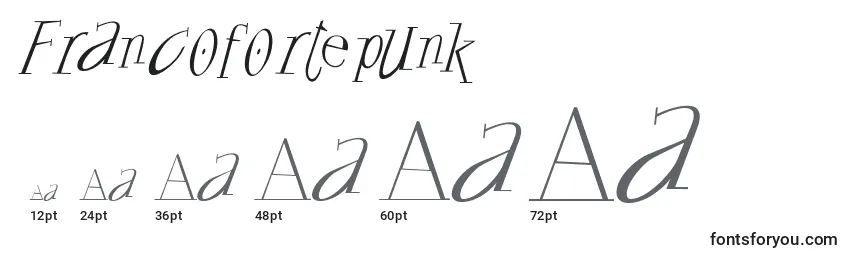 Размеры шрифта Francofortepunk