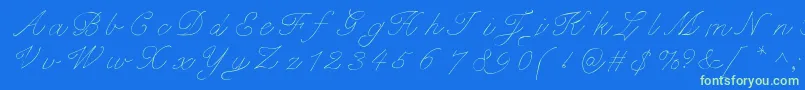 Fancypantz-Schriftart – Grüne Schriften auf blauem Hintergrund