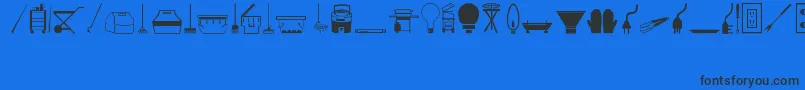 Tools-Schriftart – Schwarze Schriften auf blauem Hintergrund