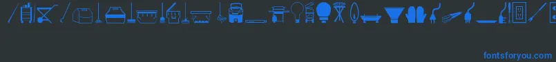 Tools-Schriftart – Blaue Schriften auf schwarzem Hintergrund