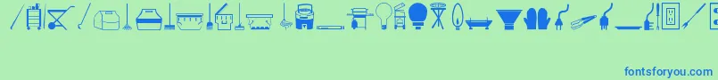 Tools Font – Blue Fonts on Green Background