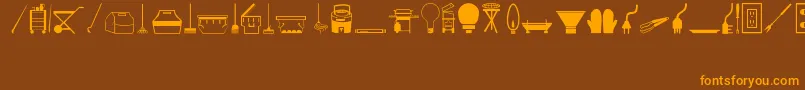 Tools-Schriftart – Orangefarbene Schriften auf braunem Hintergrund