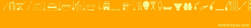 Tools-Schriftart – Gelbe Schriften auf orangefarbenem Hintergrund