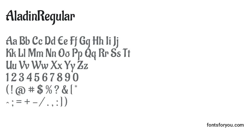 A fonte AladinRegular – alfabeto, números, caracteres especiais