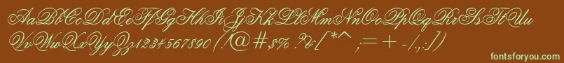 GrandPrixEs Font – Green Fonts on Brown Background